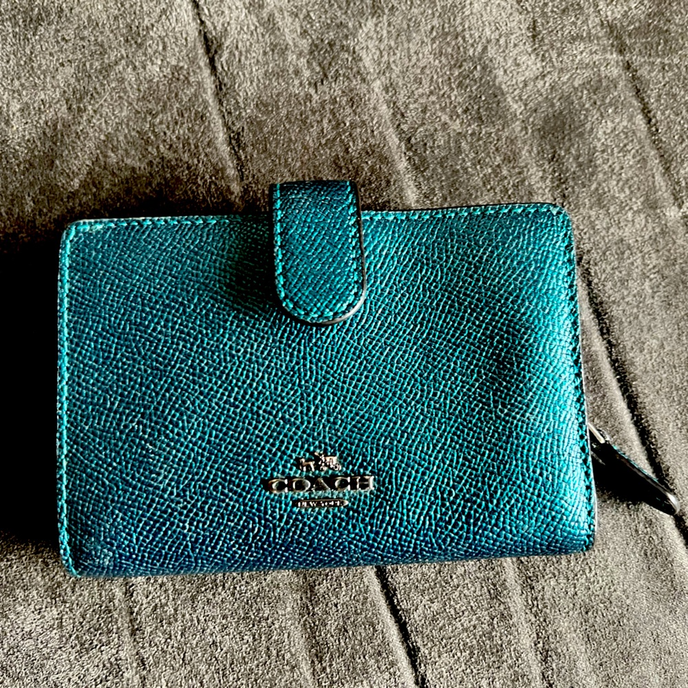 Metallic Green Coach Wallet